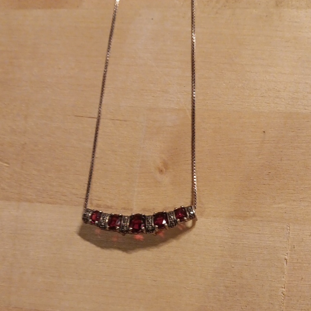 Sophisticated Red and Silver Bar Necklace